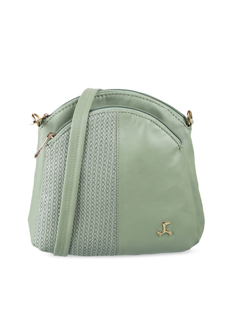

Mochi Green Textured PU Structured Sling Bag