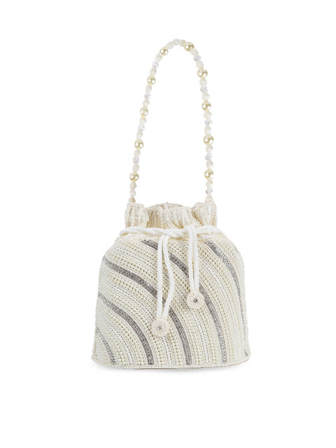 

Mochi Off White Bucket Handheld Bag with Tasselled