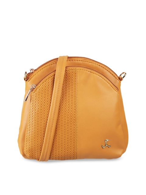 

Mochi Yellow Textured PU Structured Sling Bag