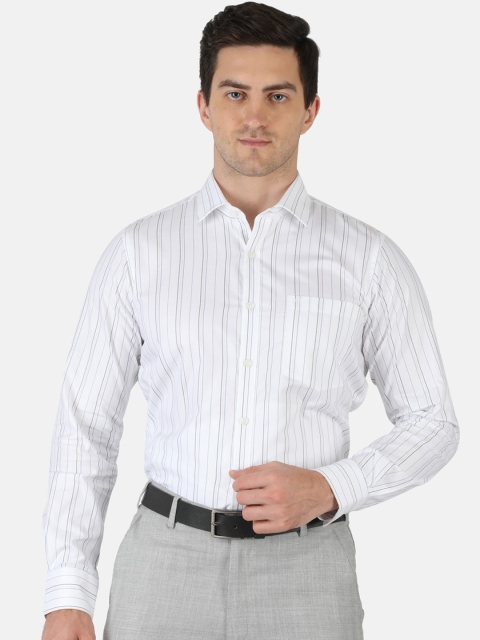 

Monte Carlo Men White & Blue Classic Striped Casual Shirt