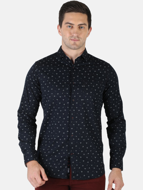 

Monte Carlo Men Navy Blue Classic Slim Fit Printed Casual Shirt