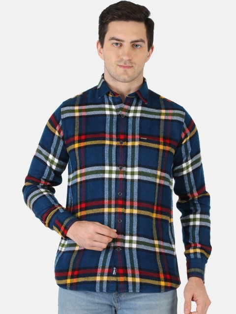 

Monte Carlo Men Blue & White Classic Checked Casual Shirt