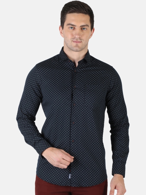 

Monte Carlo Men Navy Blue Classic Slim Fit Printed Casual Shirt