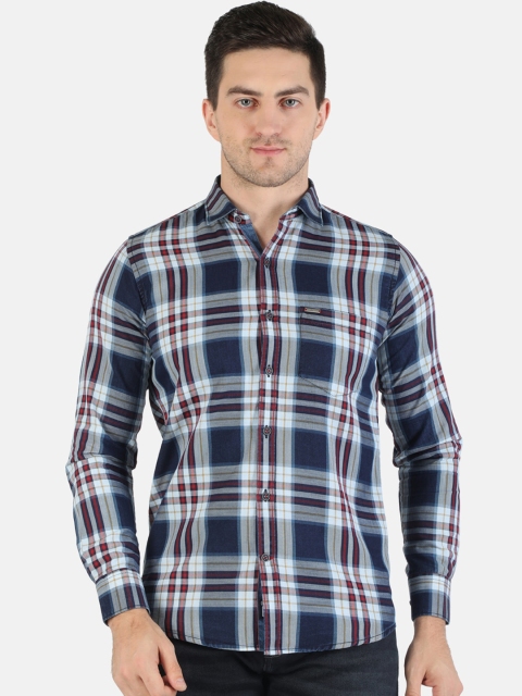 

Monte Carlo Men Blue & Red Classic Checked Cotton Casual Shirt