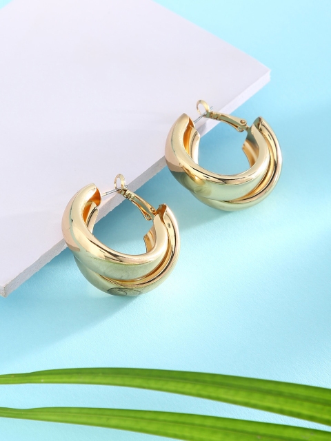

Sepia Gold-Toned Contemporary Half Hoop Earrings