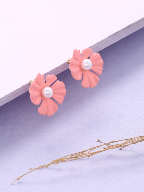 

Sepia Pink Contemporary Hoop Earrings