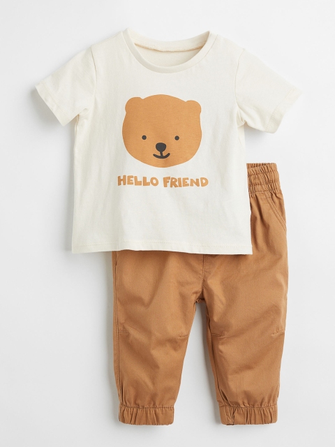 

H&M Boys Brown & Off White 2 Piece Cotton Set