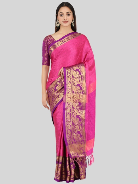 

Mitera Women Pink Woven Design Saree