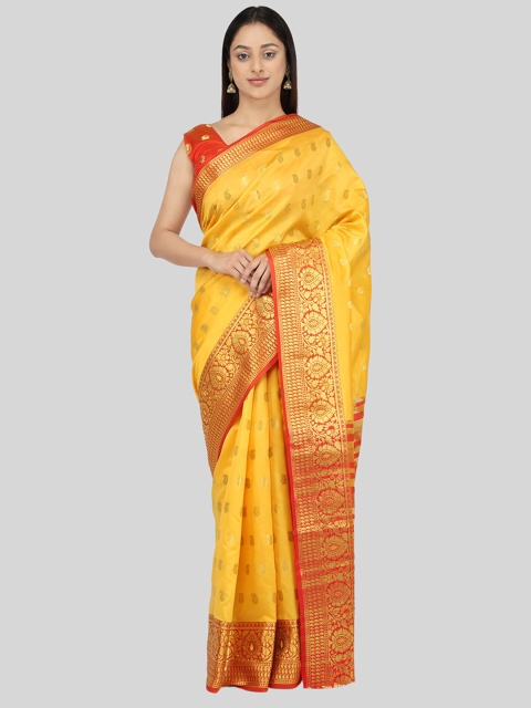 

Mitera Yellow & Red Woven Design Saree