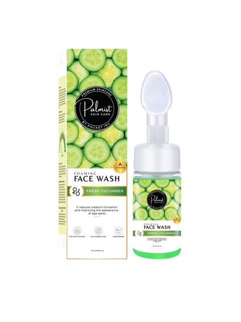 

PALMIST Fresh Cucumber Foaming Face Wash with Built-In Brush 110 ml, Green