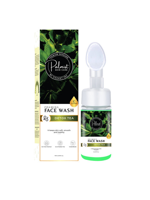 

PALMIST Detox Green Tea Foaming Face Wash with Built-In Brush 110 ml, Multi