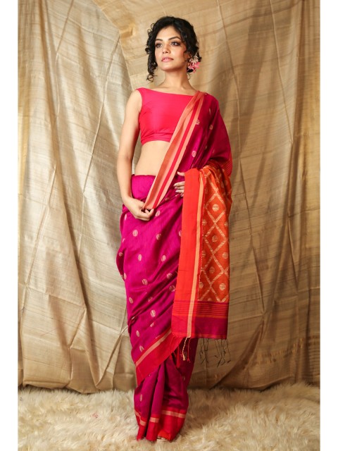 

Charukriti Pink & Red Woven Design Zari Saree