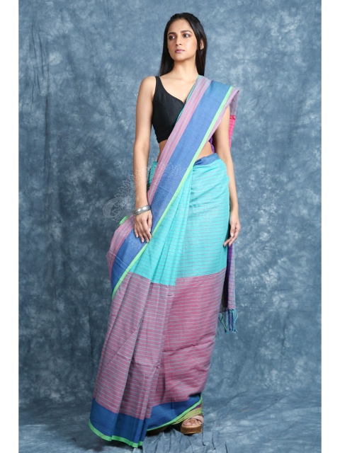 

Charukriti Blue & Purple Striped Saree