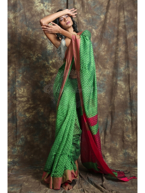 

Charukriti Green Woven Design Saree