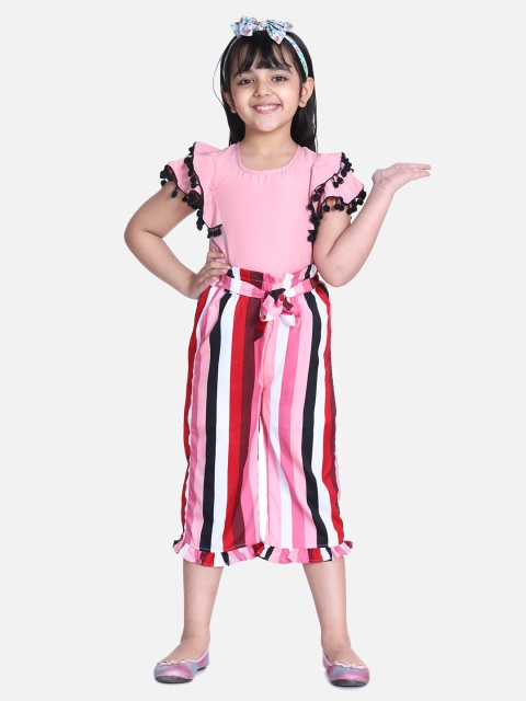 

Cutiekins Girls Pink & Multicoloured Top with Capris Co-Ords
