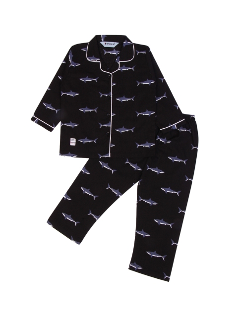 

Enfance Kids Black & Blue Printed Night suit