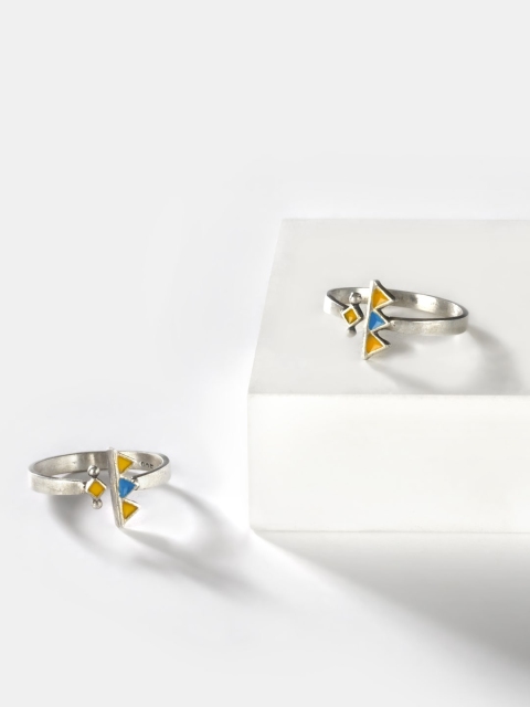 

SHAYA 925 Sterling Silver & Yellow Enamelled Toe Rings