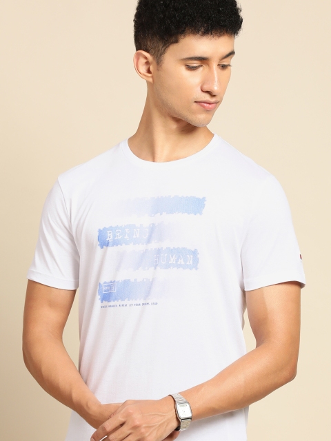 

Being Human Men White Brand Logo Printed Pure Cotton T-shirt