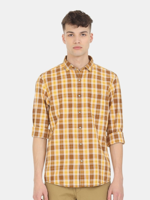 

Cherokee Men Yellow & Brown Tartan Checked Casual Shirt