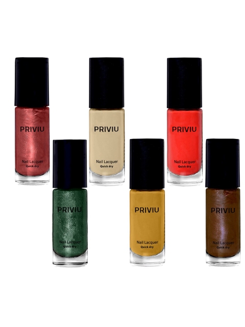 

PRIVIU Set of 6 Quick-Dry Gel Nail Lacquer 36ml, Multi
