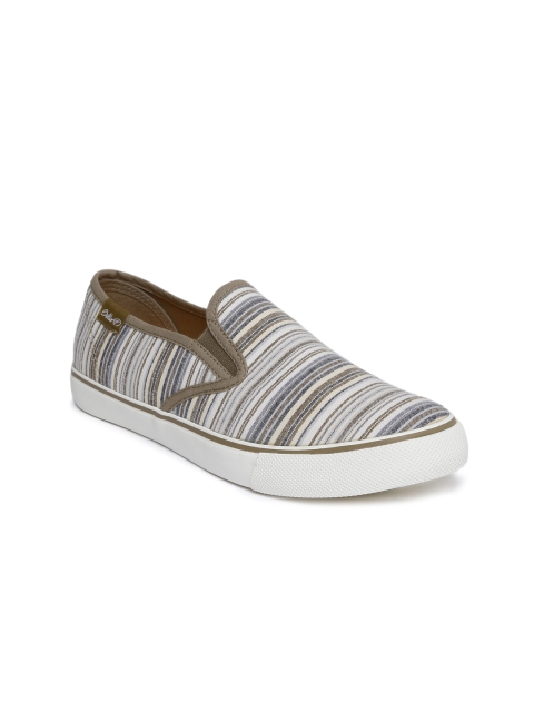 

Boltio Women Beige Striped Slip-On Sneakers