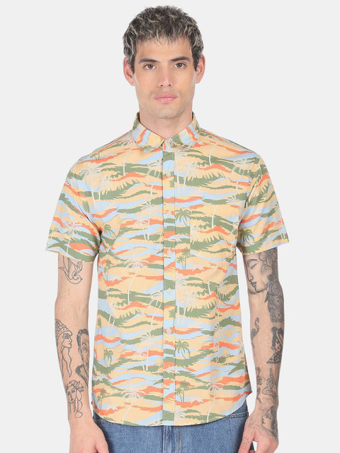 

Ruggers Men Yellow Printed Casual Shirt