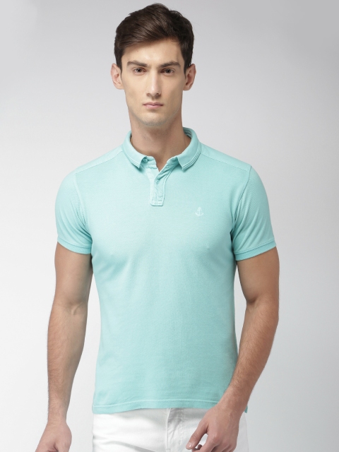 

Mast & Harbour Men Blue Solid Polo Collar T-shirt