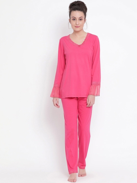 

Kanvin Women Pink Pure Cotton Night Suit