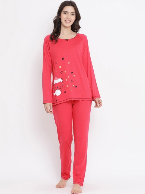 

Kanvin Women Coral Printed Pure Cotton Night Suit
