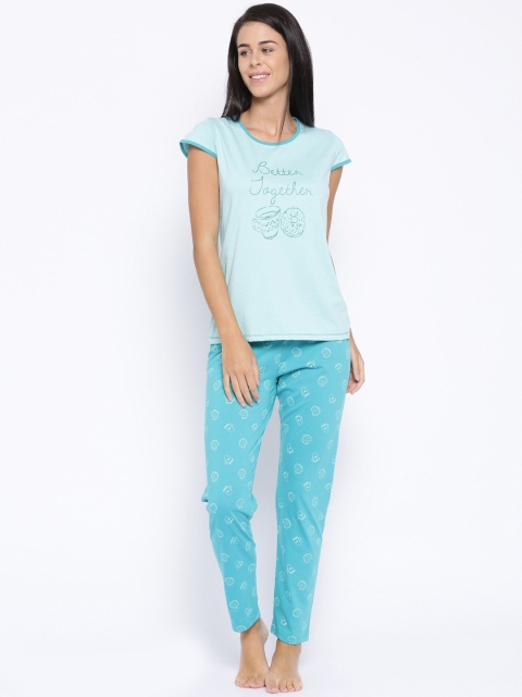 

Kanvin Women Sea Green Pure Cotton Night Suit