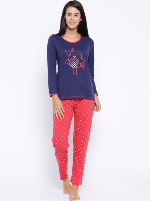 

Kanvin Women Blue & Red Printed Night suit