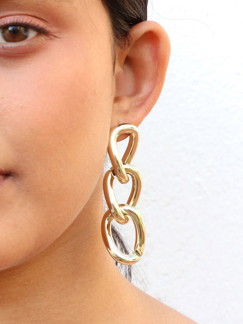 

Ayesha Gold-Toned Chunky Bold Chain-link Oversized Triple Circular Drop Earrings
