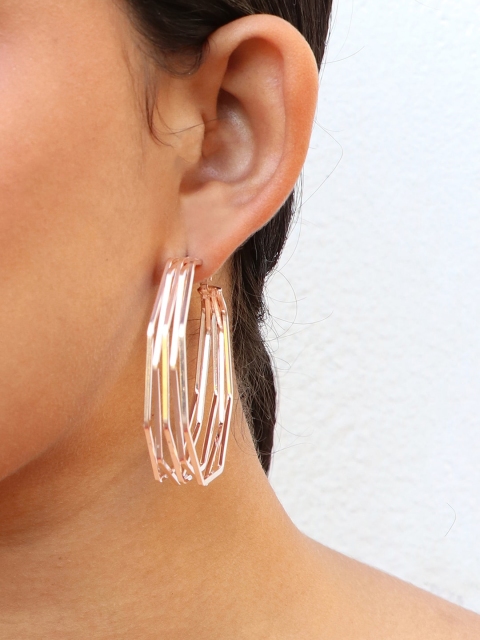 

Ayesha Rose Gold-Plated Contemporary Hoop Earrings