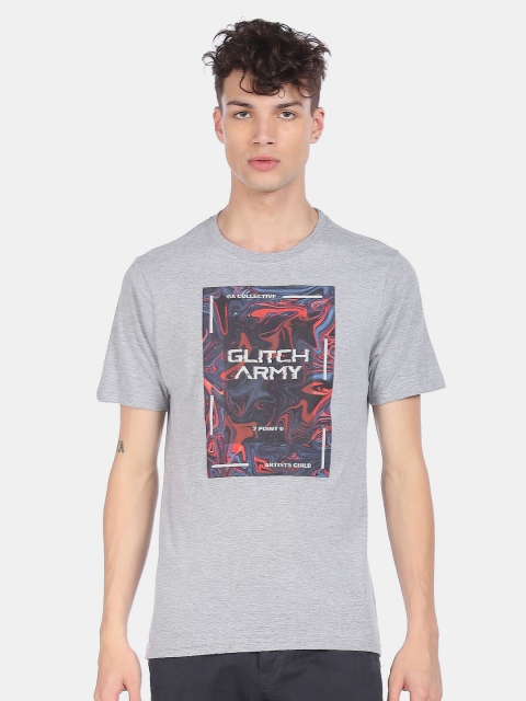 

Colt Men Grey & Blue Typography Printed T-shirt