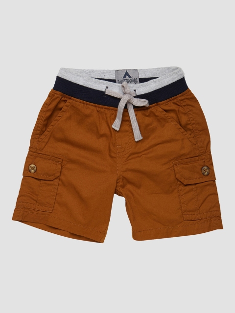

VITAMINS Boys Brown Solid Cotton Cargo Shorts