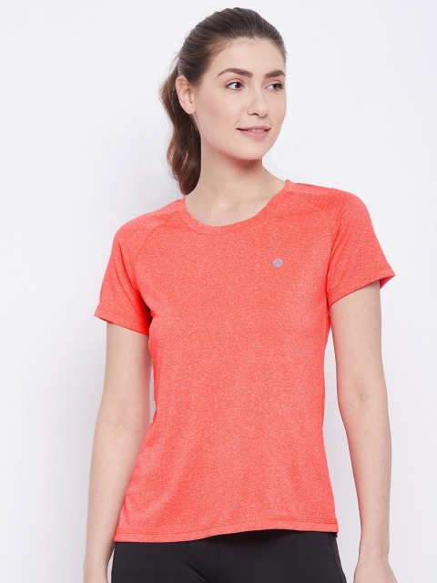 

ATHLISIS Women Orange Slim Fit Training or Gym T-shirt
