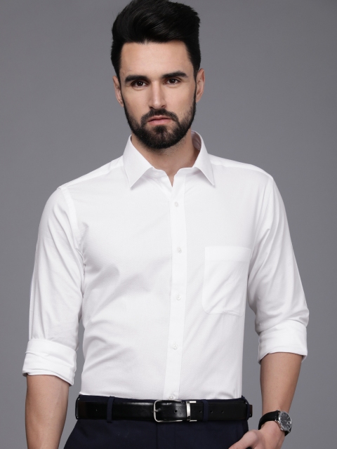 

Raymond Men White Textured Pure Cotton Slim Fit Formal Shirt