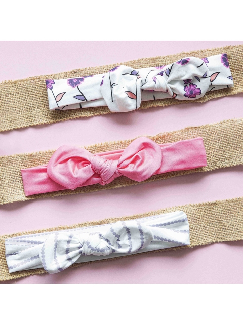 

KICKS & CRAWL Girls Set Of 3 Printed Top Knot Hairbands, Pink