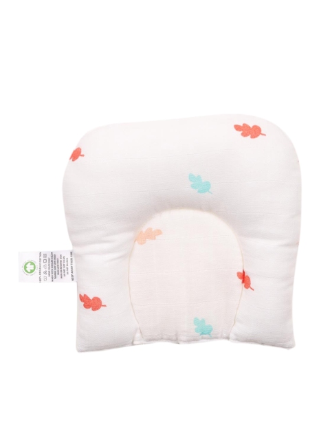 

KICKS & CRAWL White & Pink Printed Organic Cotton Baby Pillow, Coffee brown