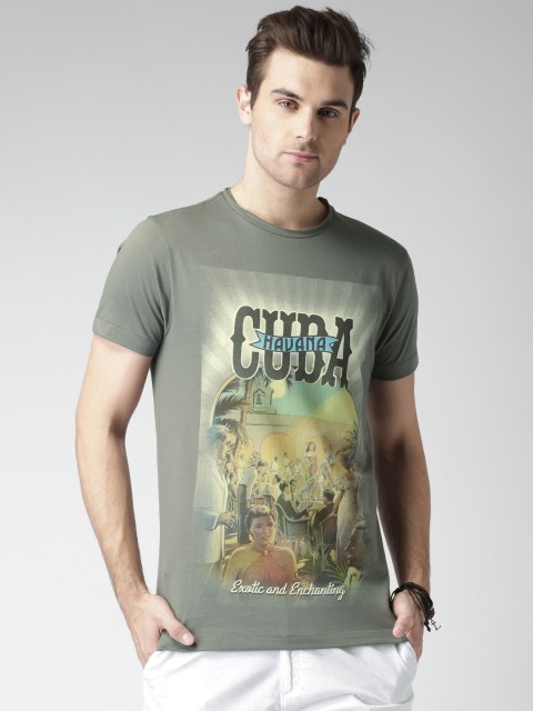 

Mast & Harbour Charcoal Grey Printed T-shirt