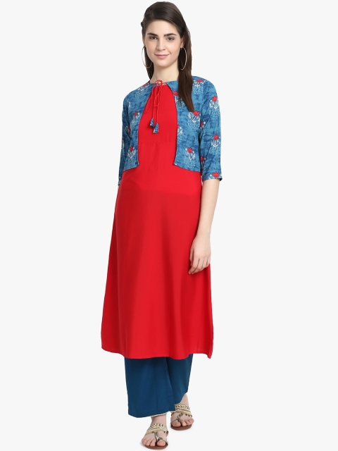 

ALC Creations Women Blue Floral Printed A-Line Kurta