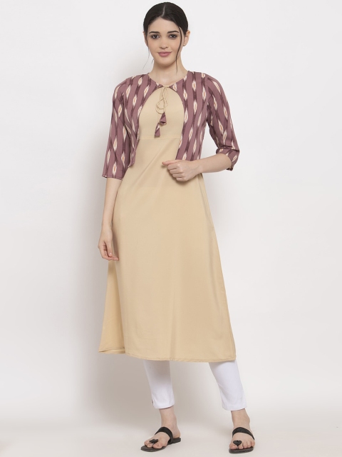 

ALC Creations Women Beige Yoke Design Pastels Kurta