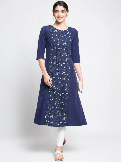

ALC Creations Women Navy Blue Floral Printed Floral Kurta