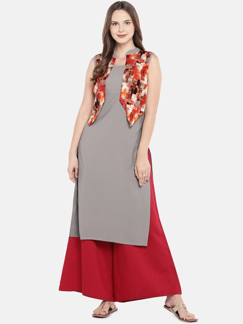 

ALC Creations Women Grey & Rust Printed Kurta