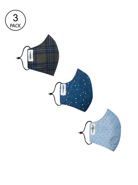 

CARRIALL Unisex Pack Of 3 Assorted 3-Layer Reusable Cotton Cloth Masks