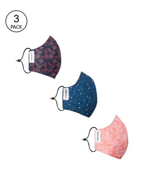 

CARRIALL Unisex Pack Of 3 Assorted 3-Layer Reusable Cotton Cloth Masks