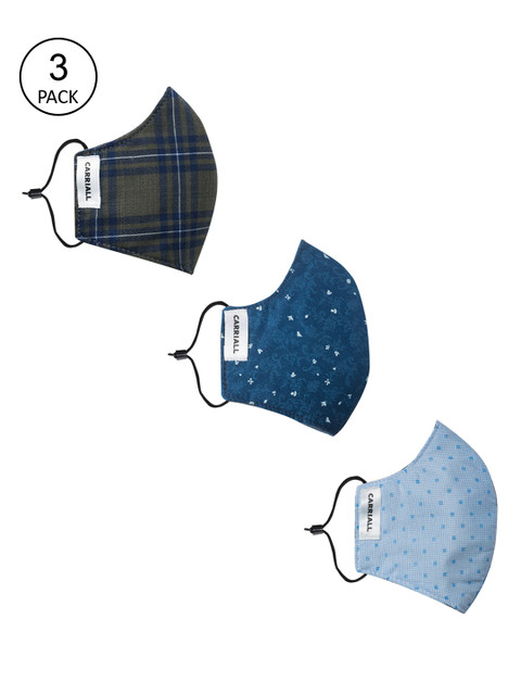 

CARRIALL Unisex Pack Of 3 Assorted 3-Layer Reusable Cotton Cloth Masks