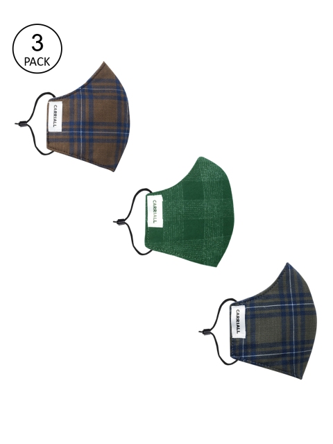 

CARRIALL Unisex Pack Of 3 Assorted 3-Layer Reusable Cotton Cloth Masks