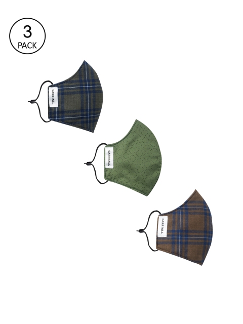 

CARRIALL Unisex Pack Of 3 Assorted 3-Layer Reusable Cotton Cloth Masks