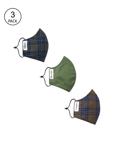 

CARRIALL Unisex Pack Of 3 Assorted 3-Layer Reusable Cotton Cloth Masks